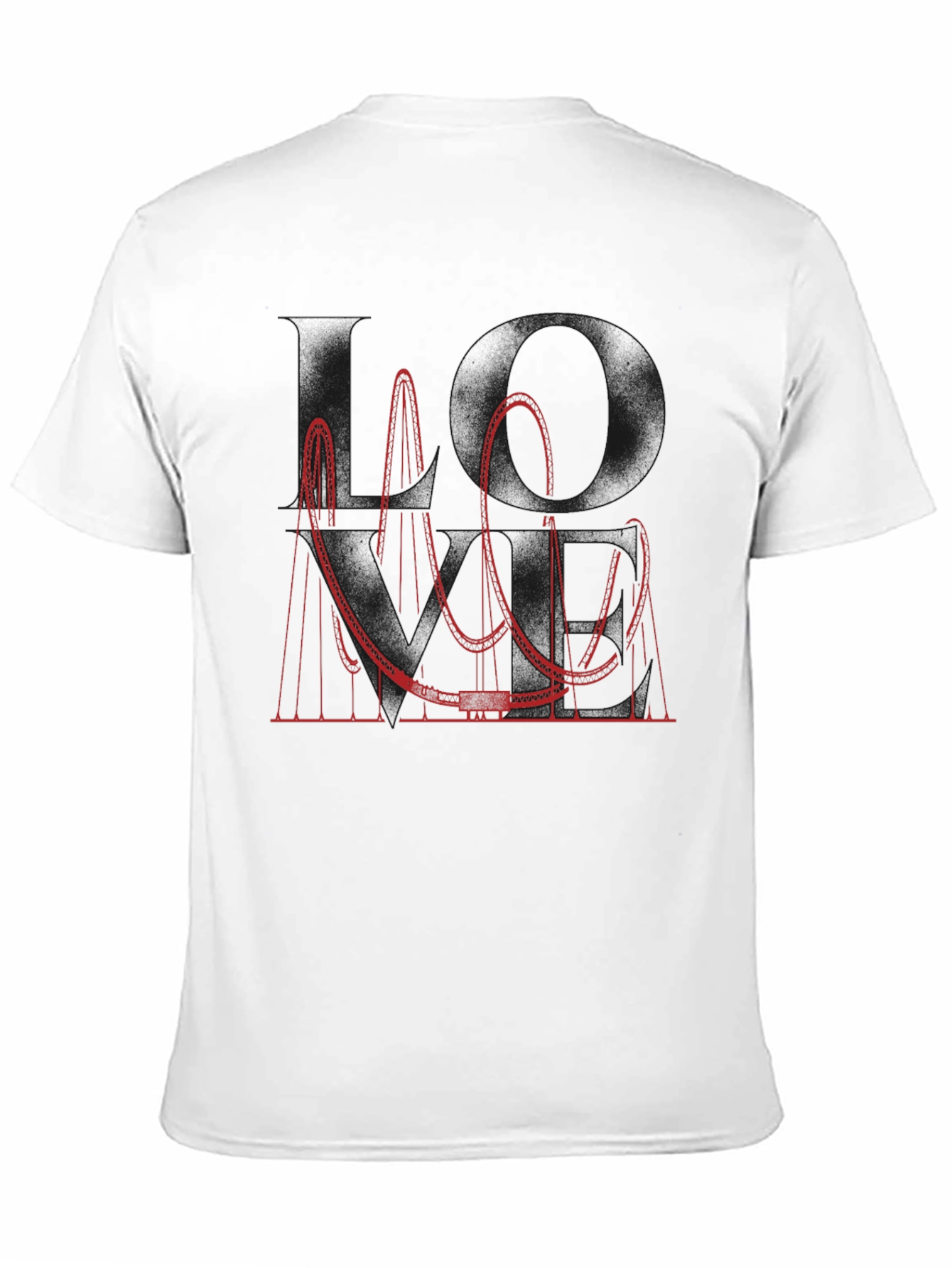 Red Roller Coaster Graphic Tee - Black Cotton Blend