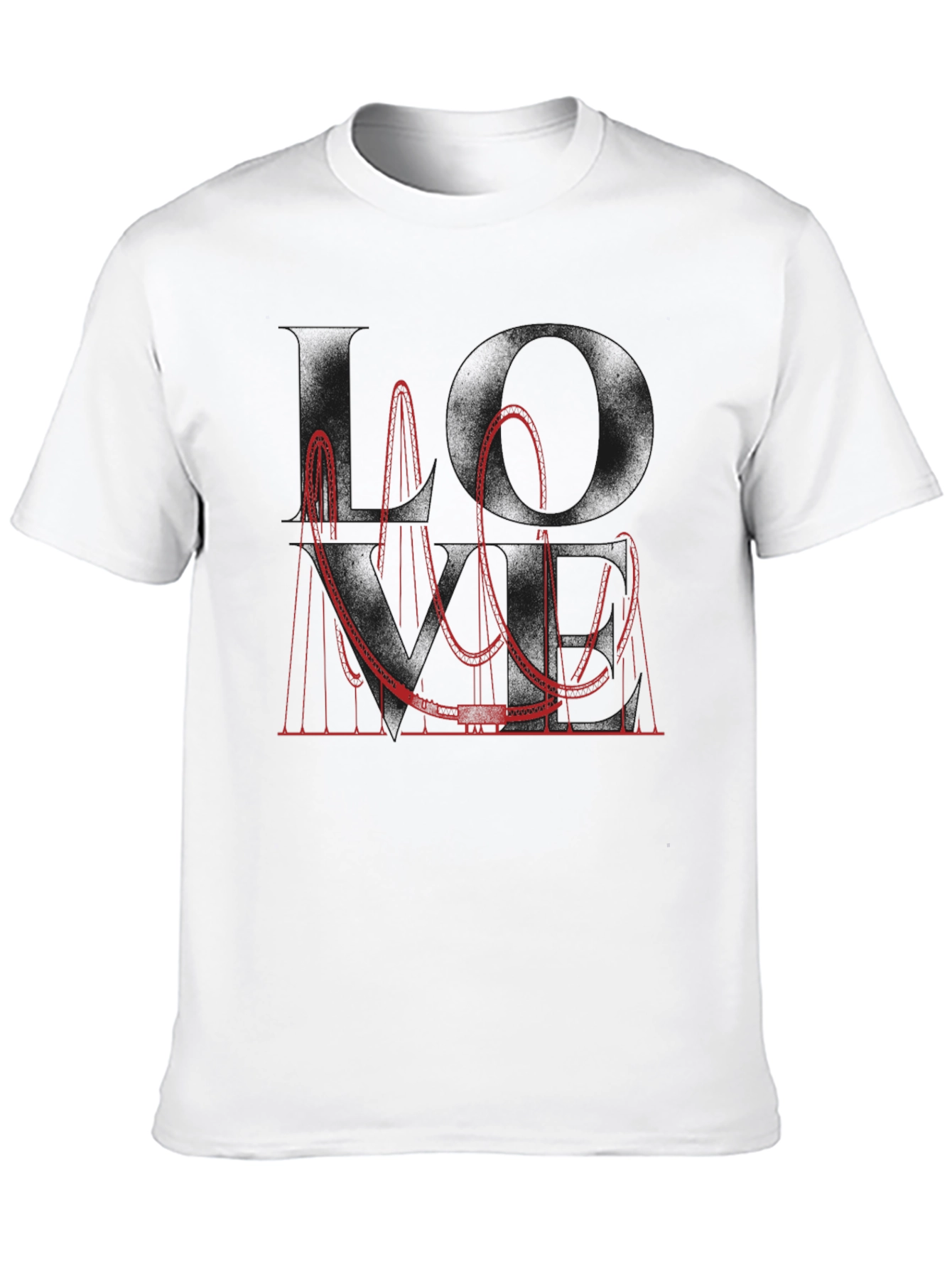 Red Roller Coaster Graphic Tee - Black Cotton Blend