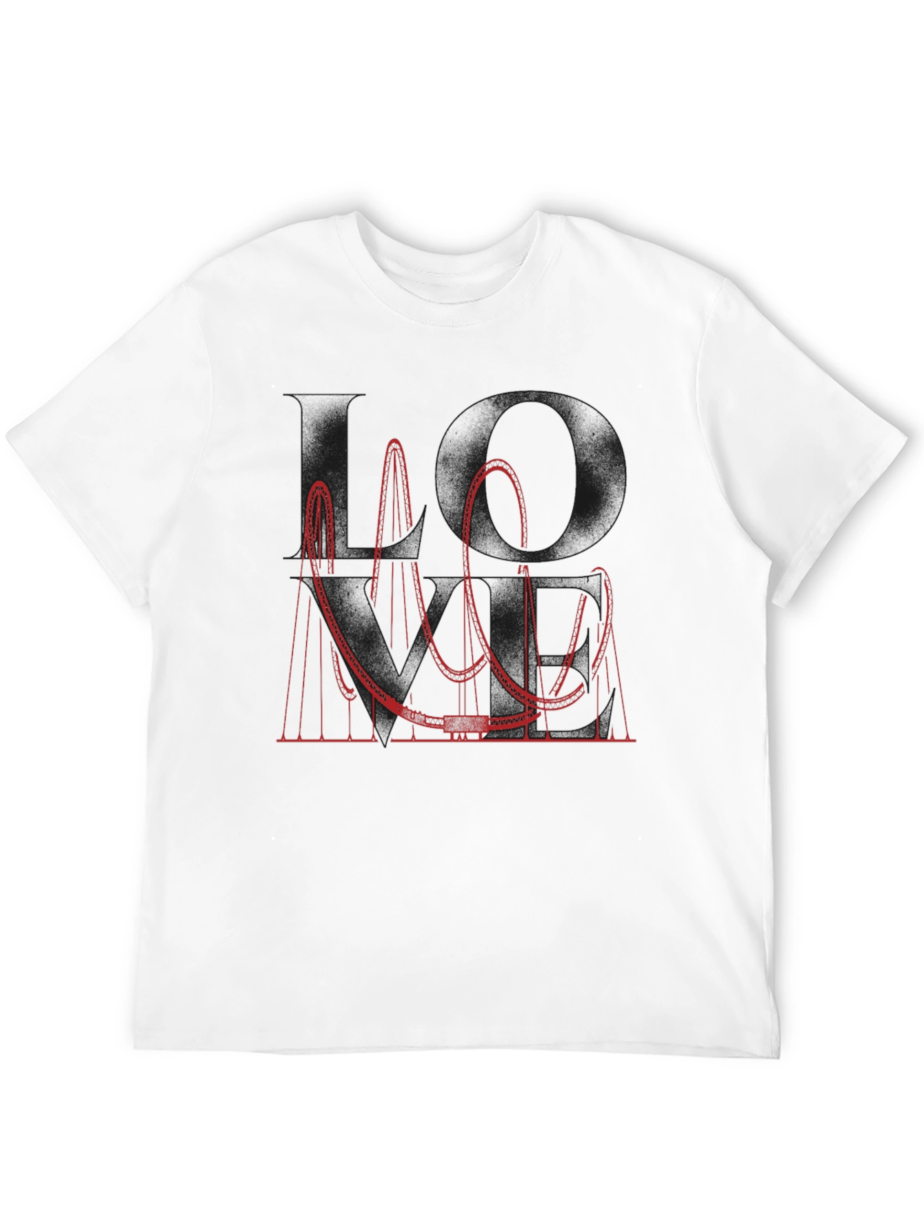 Red Roller Coaster Graphic Tee - Black Cotton Blend