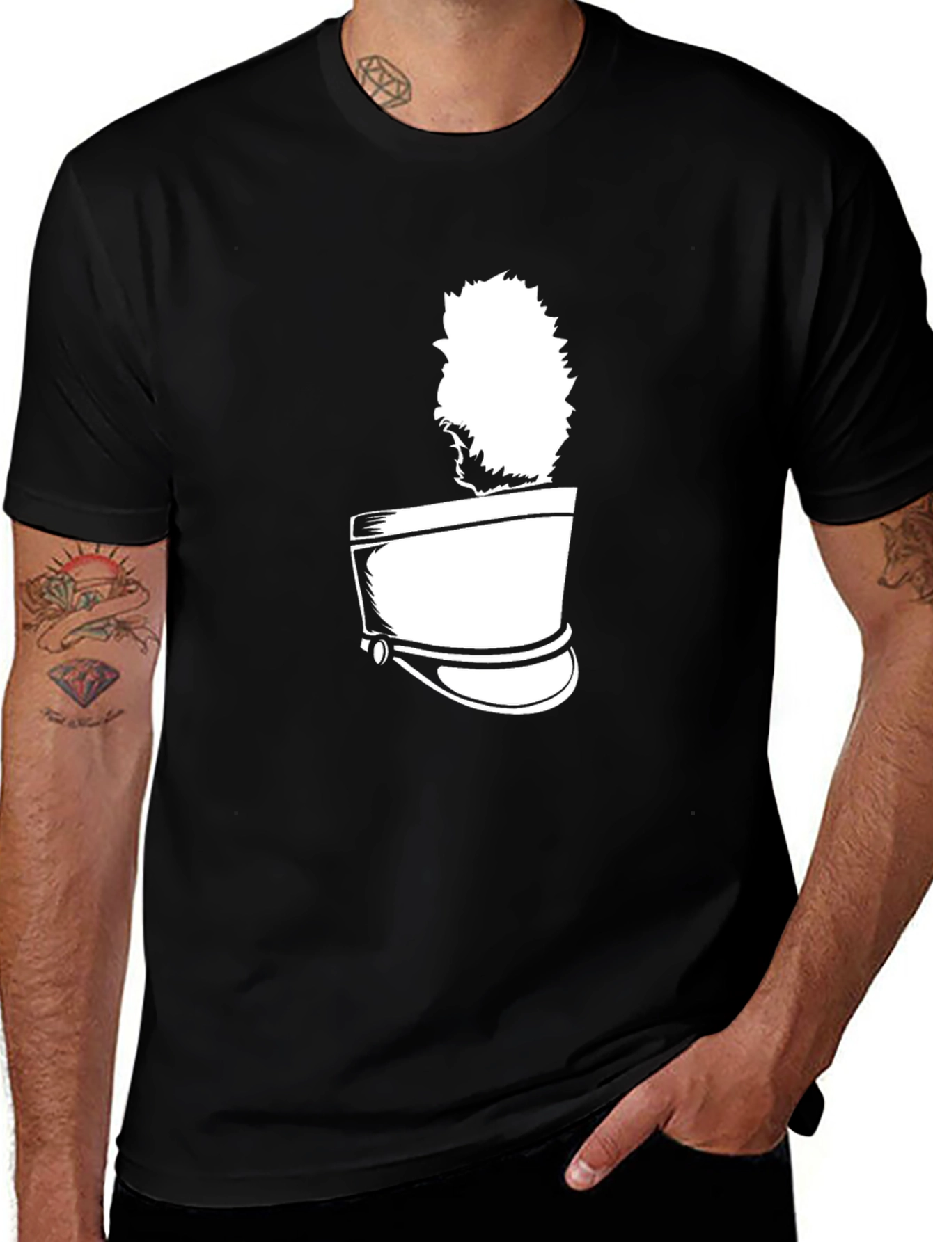 Stylish Black T-Shirt with Unique Hat Graphic
