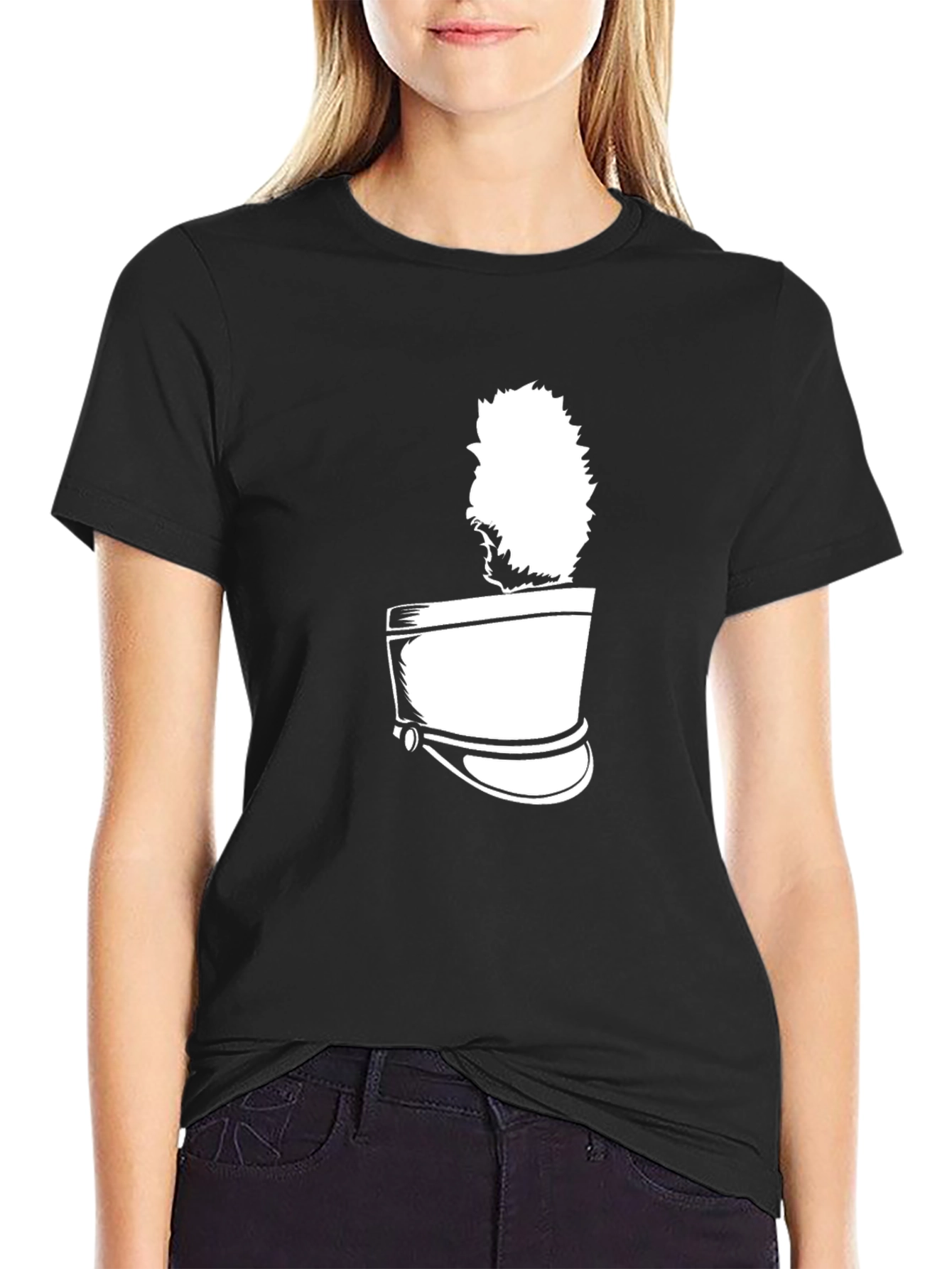 Stylish Black T-Shirt with Unique Hat Graphic