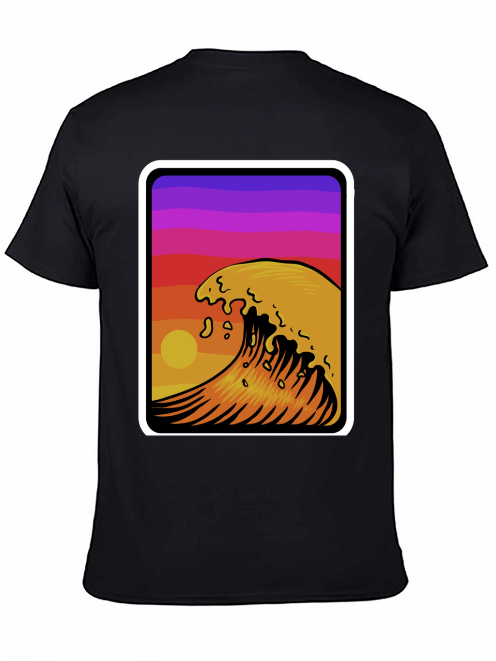 Sunset Wave Graphic Tee - Stylish Black Cotton T-Shirt
