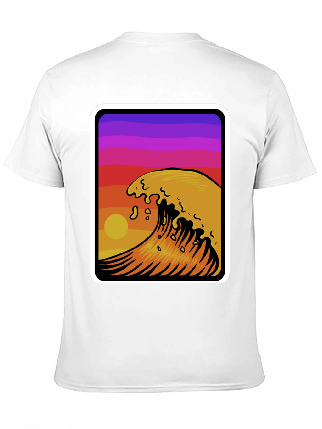 Sunset Wave Graphic Tee - Stylish Black Cotton T-Shirt