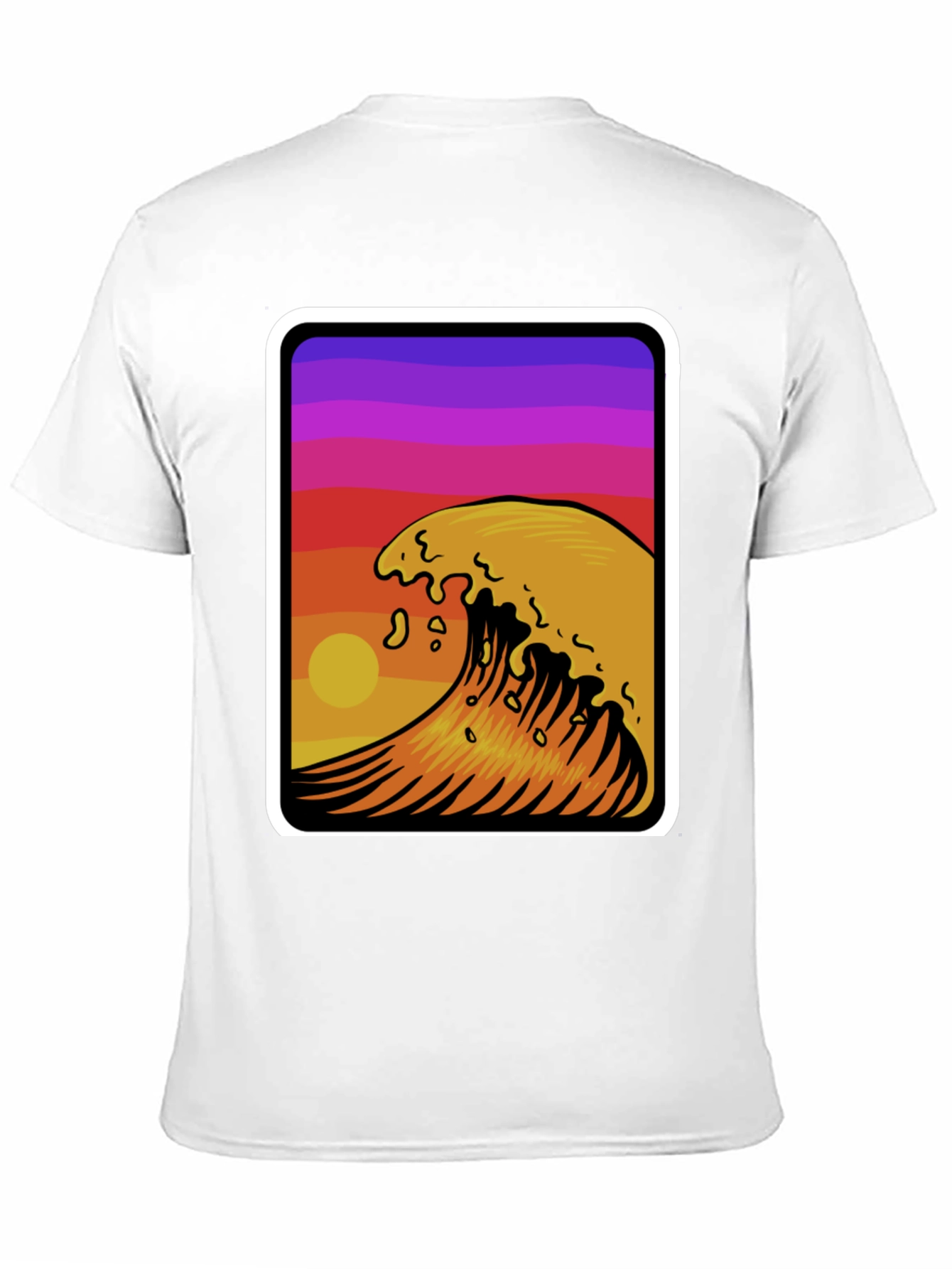 Sunset Wave Graphic Tee - Stylish Black Cotton T-Shirt