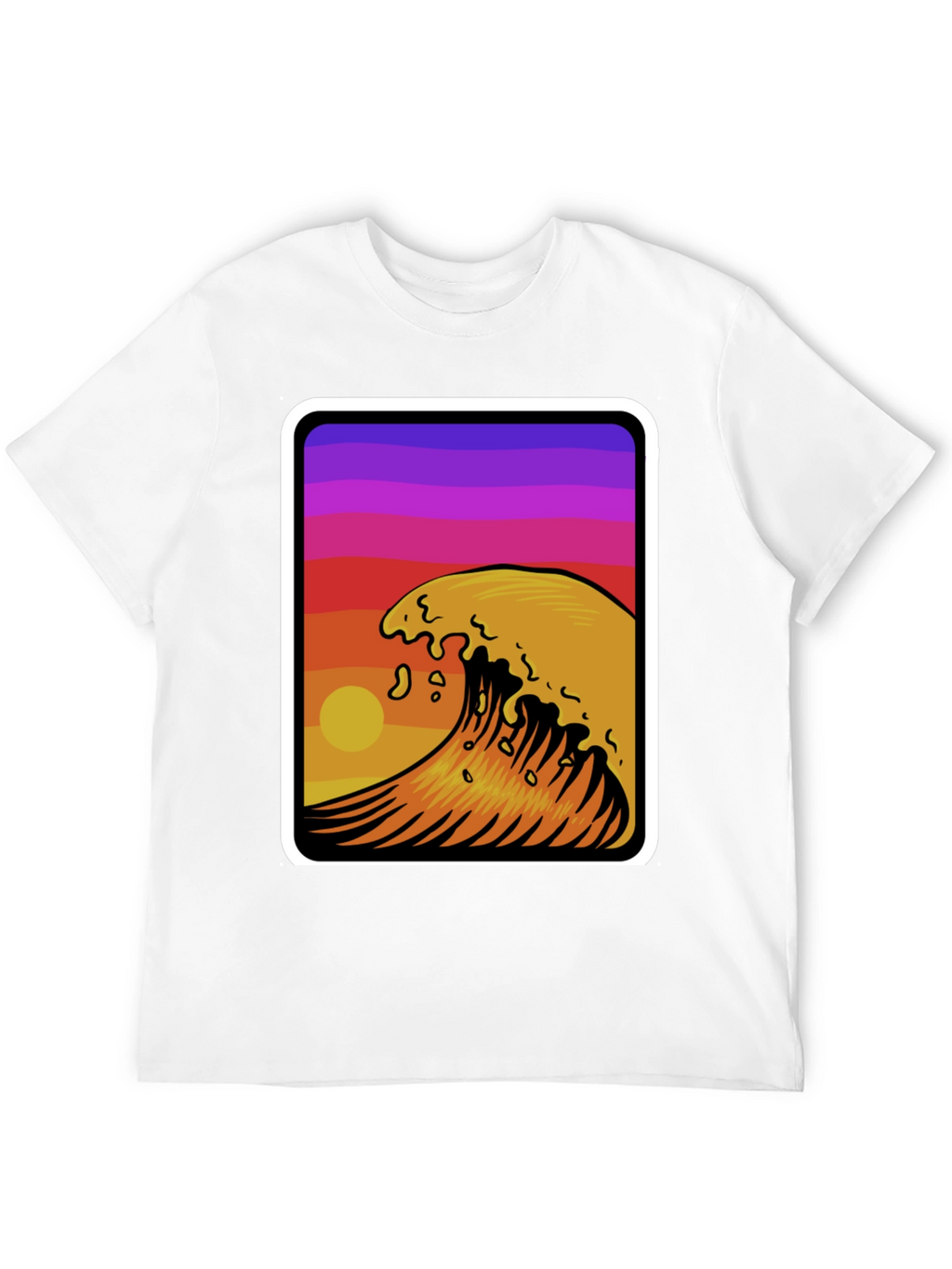 Sunset Wave Graphic Tee - Stylish Black Cotton T-Shirt