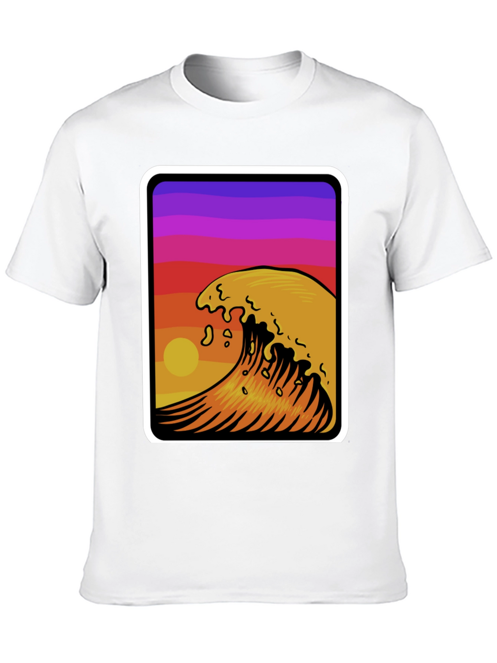 Sunset Wave Graphic Tee - Stylish Black Cotton T-Shirt