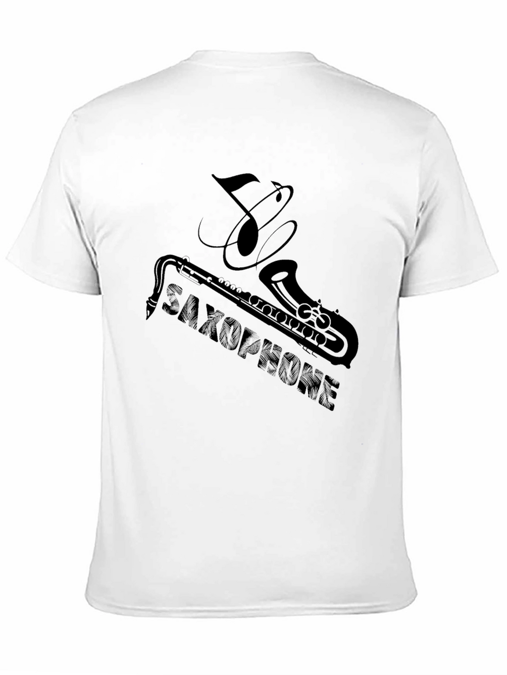 Saxophone Music Note Graphic T-Shirt - Black
