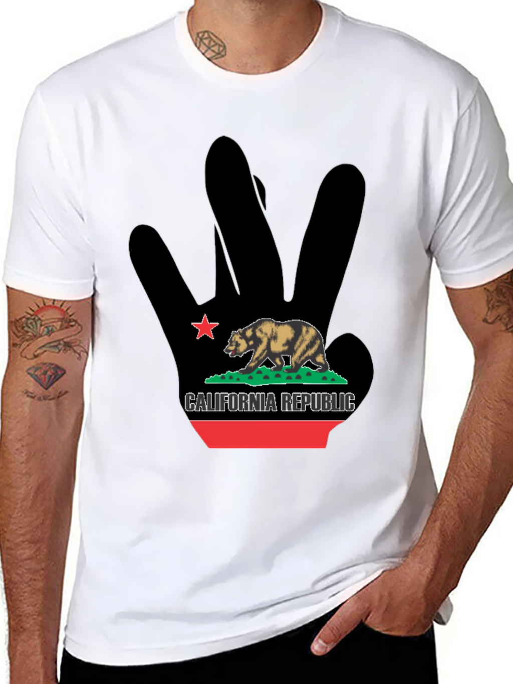 California Republic Bear Black Graphic T-Shirt