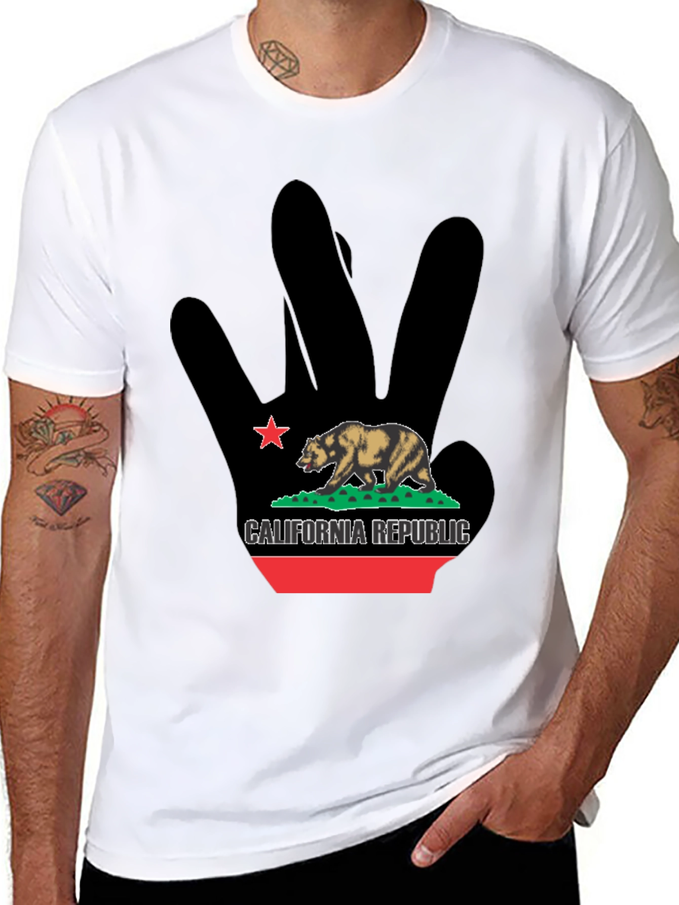 California Republic Bear Black Graphic T-Shirt