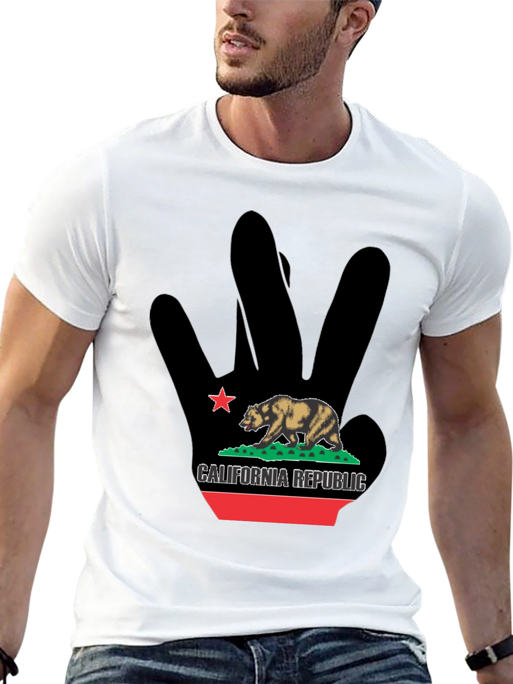 California Republic Bear Black Graphic T-Shirt