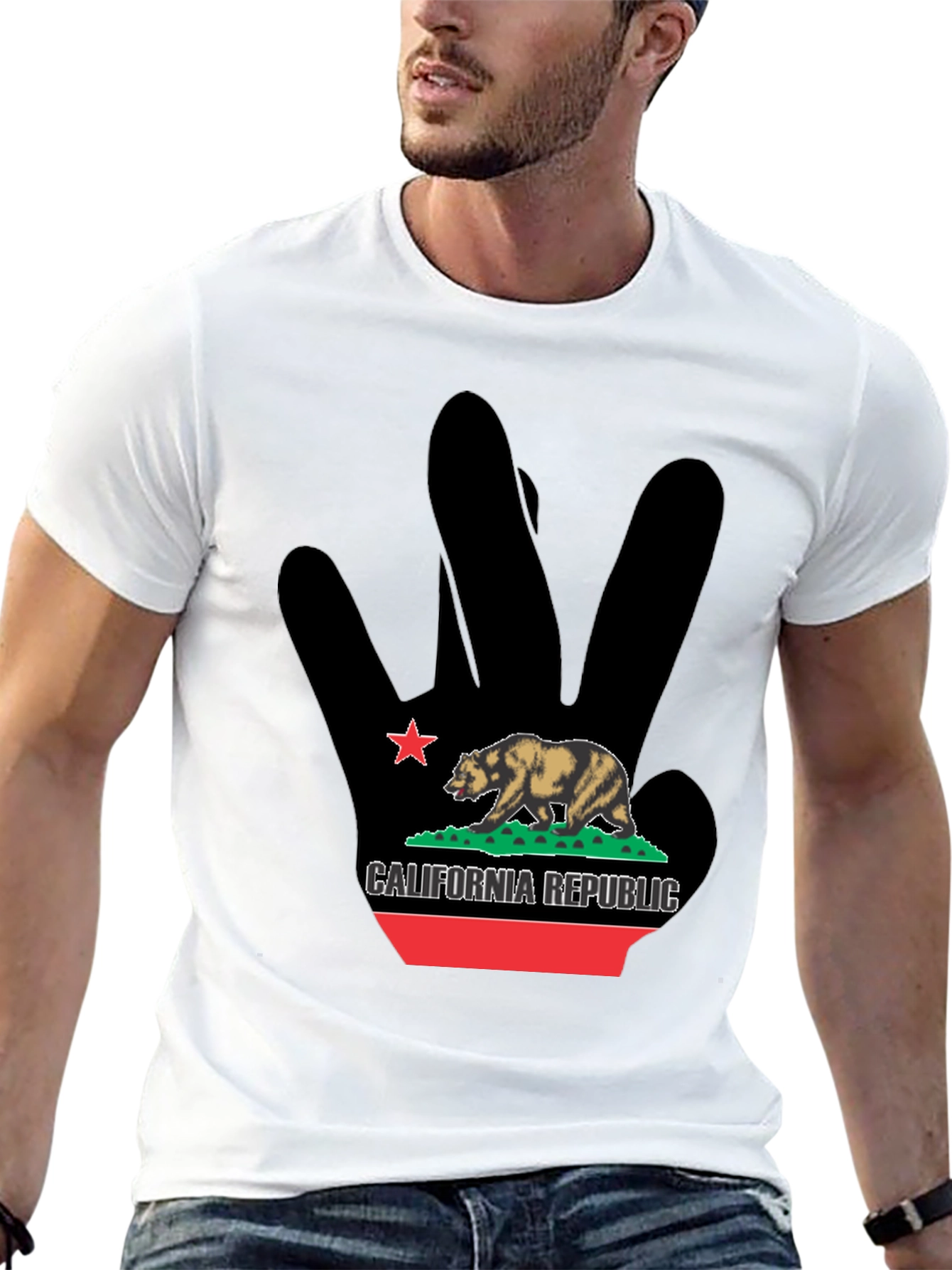California Republic Bear Black Graphic T-Shirt