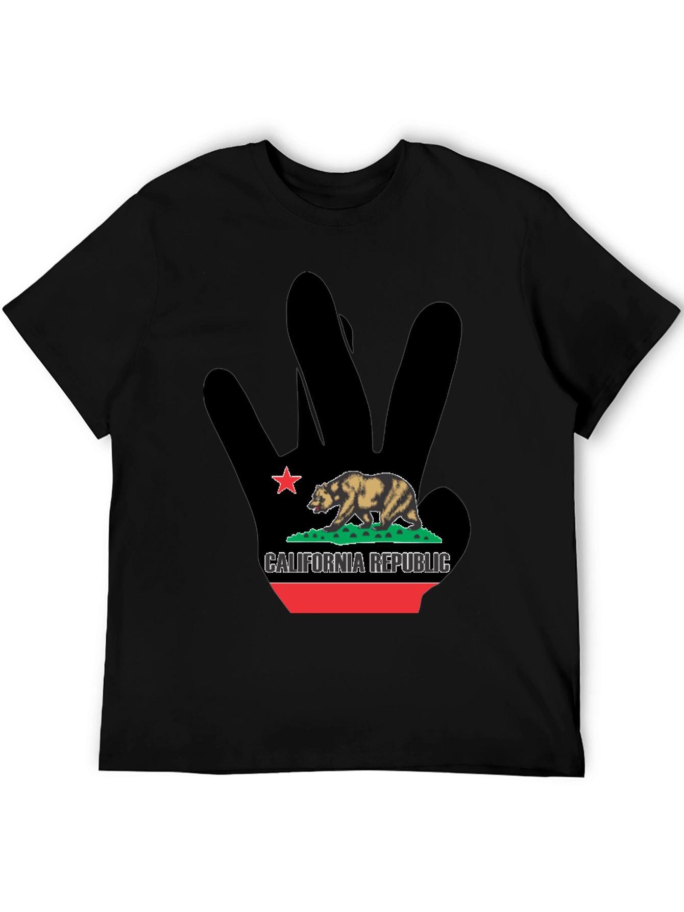 California Republic Bear Black Graphic T-Shirt