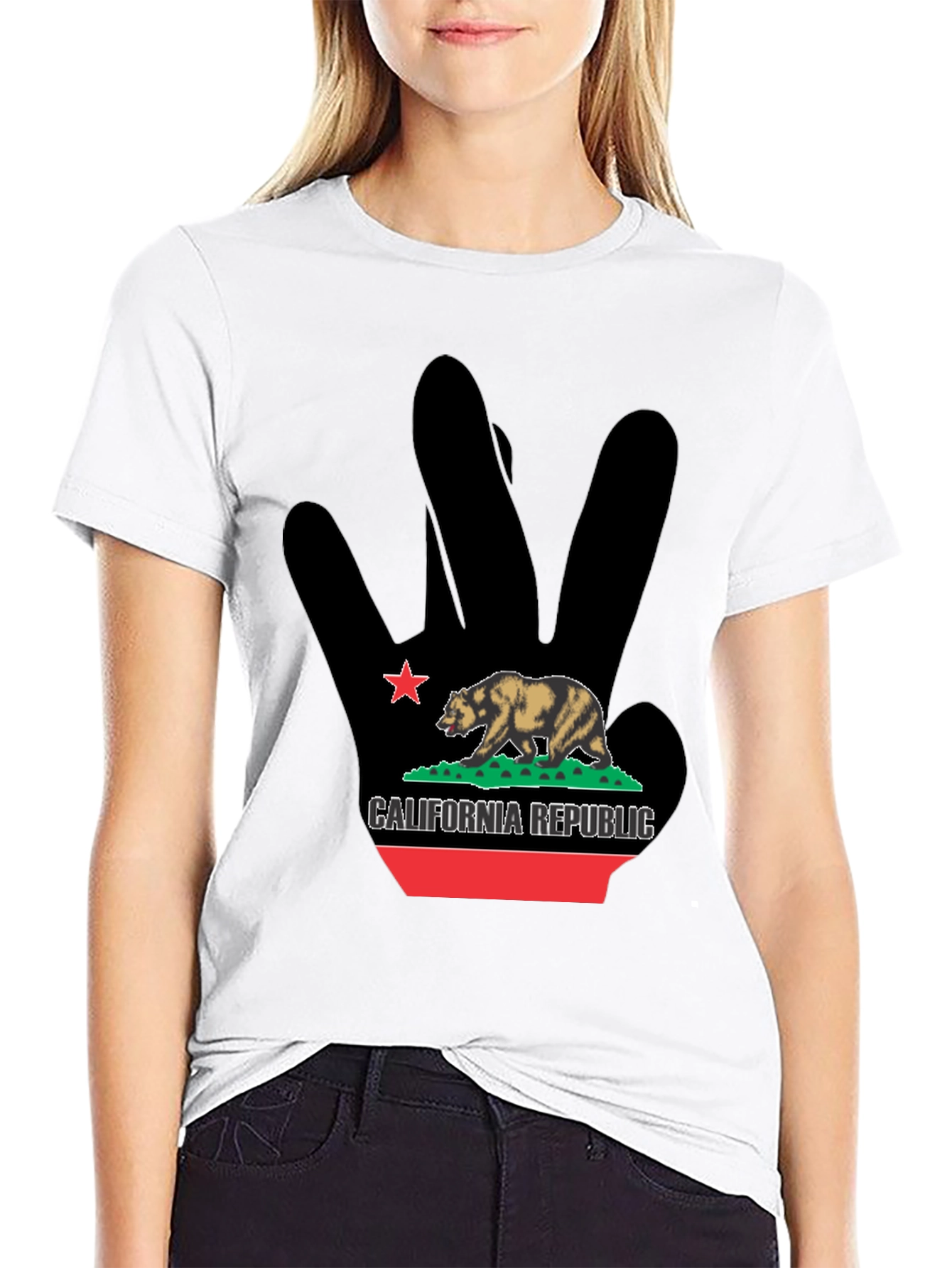 California Republic Bear Black Graphic T-Shirt