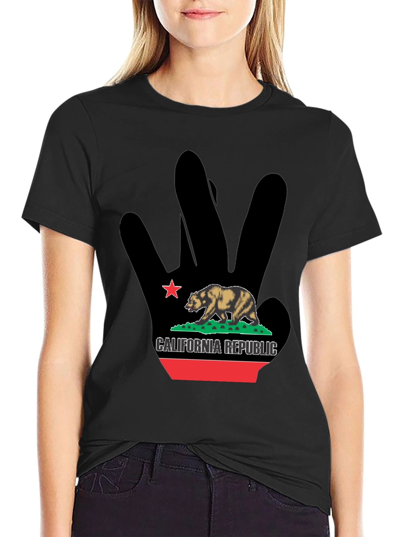 California Republic Bear Black Graphic T-Shirt