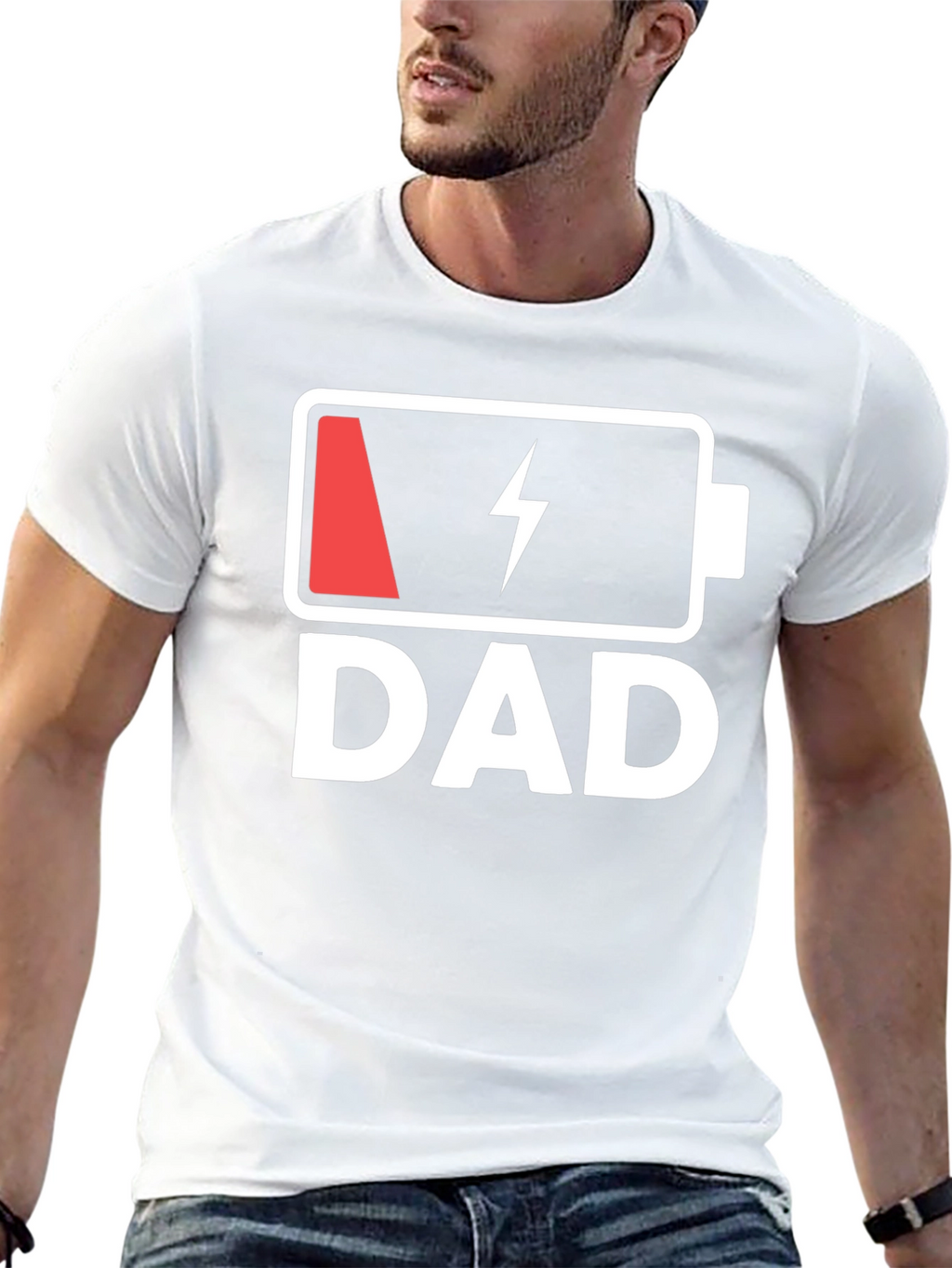 Dad Low Battery T-Shirt - Funny Fathers Day Tee