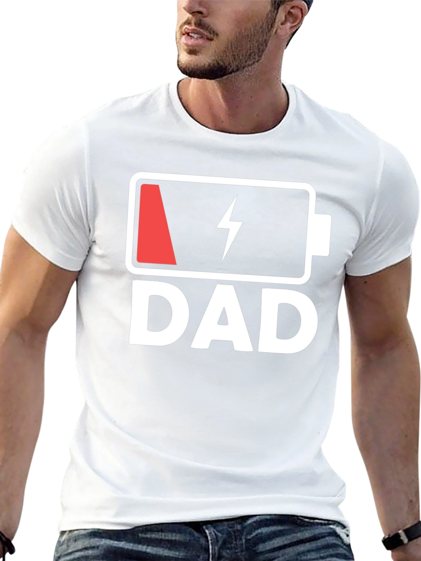 Dad Low Battery T-Shirt - Funny Fathers Day Tee