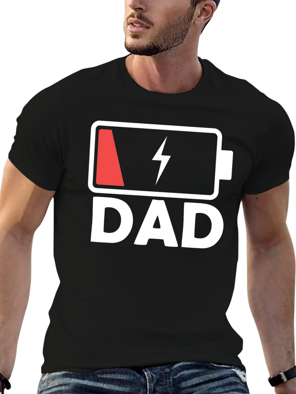 Dad Low Battery T-Shirt - Funny Fathers Day Tee