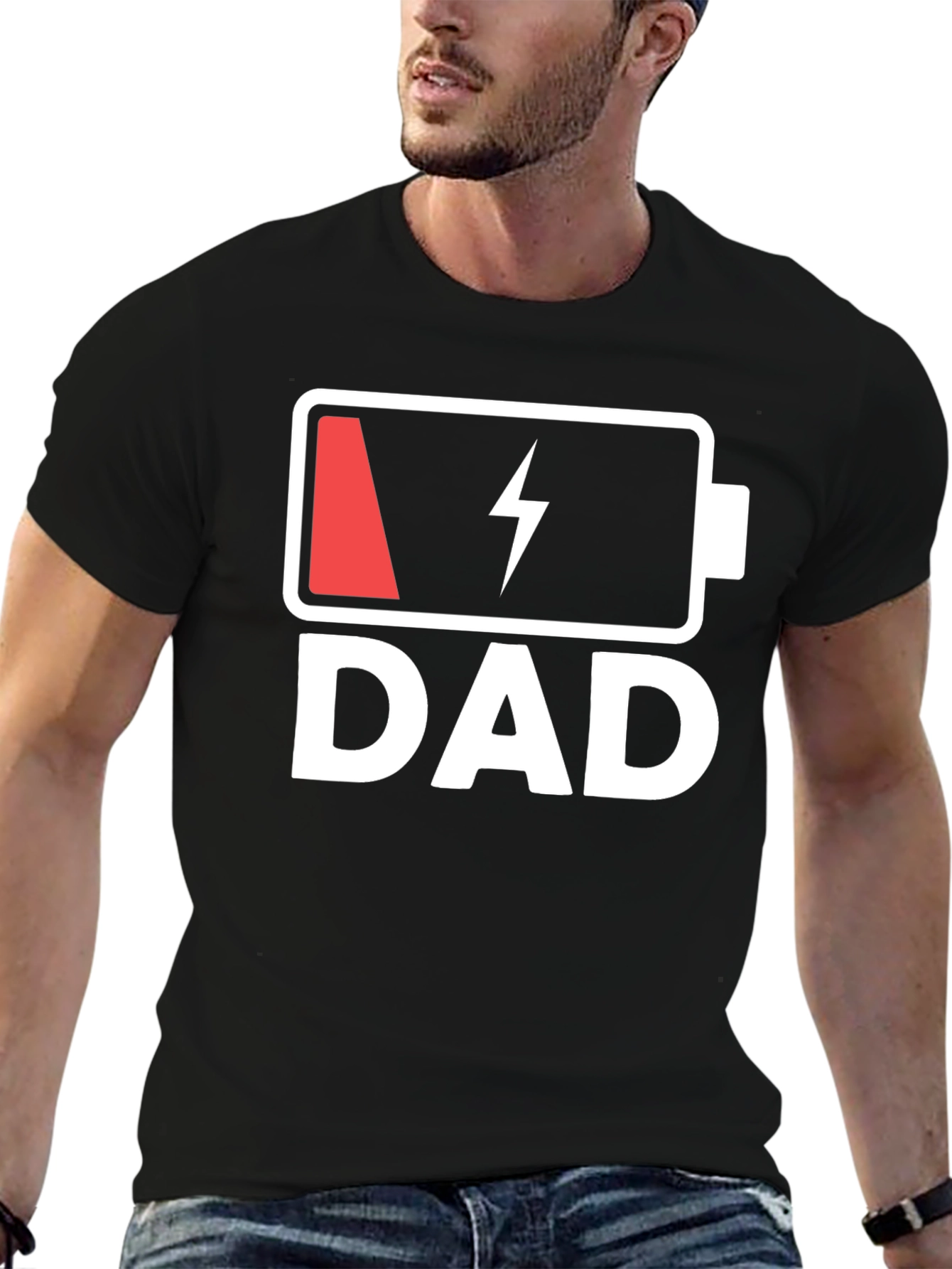 Dad Low Battery T-Shirt - Funny Fathers Day Tee