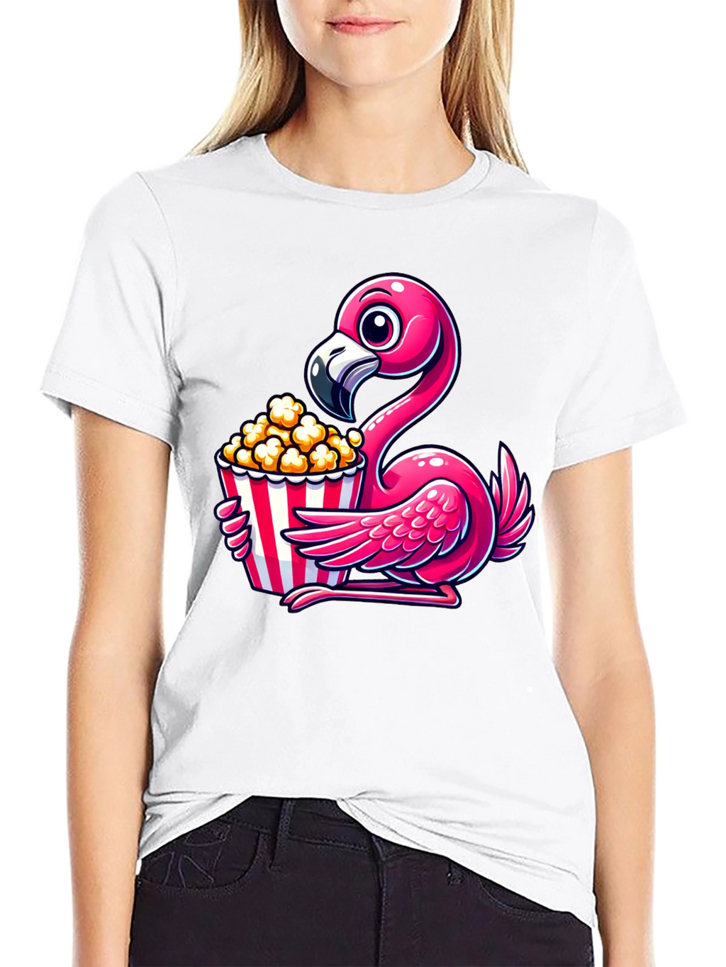 Flamingo Popcorn Graphic T-Shirt