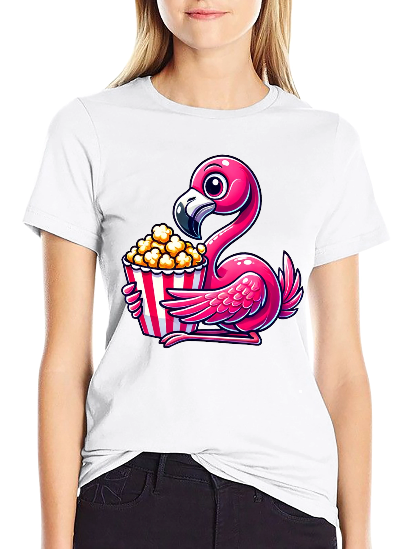 Flamingo Popcorn Graphic T-Shirt