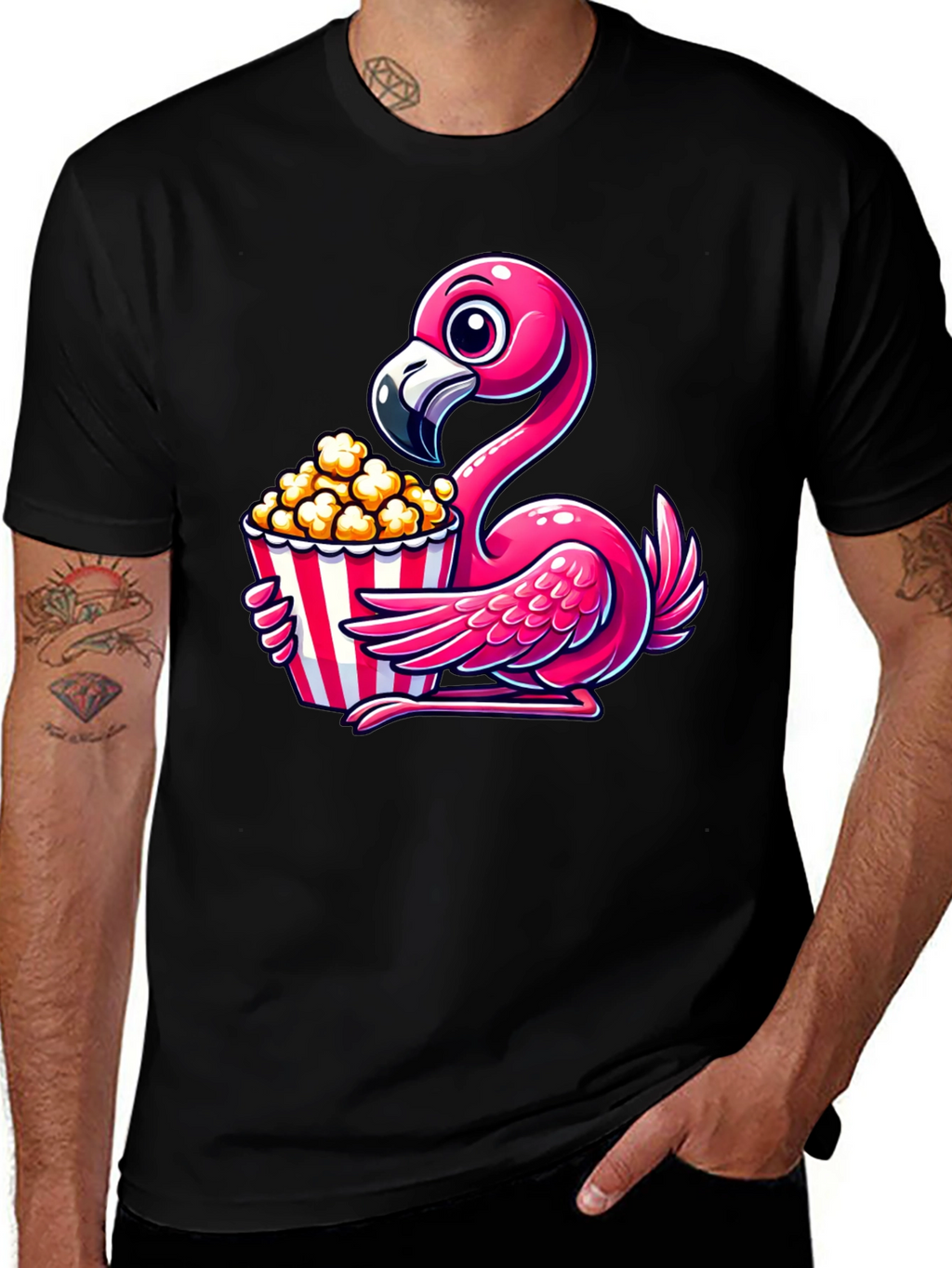 Flamingo Popcorn Graphic T-Shirt