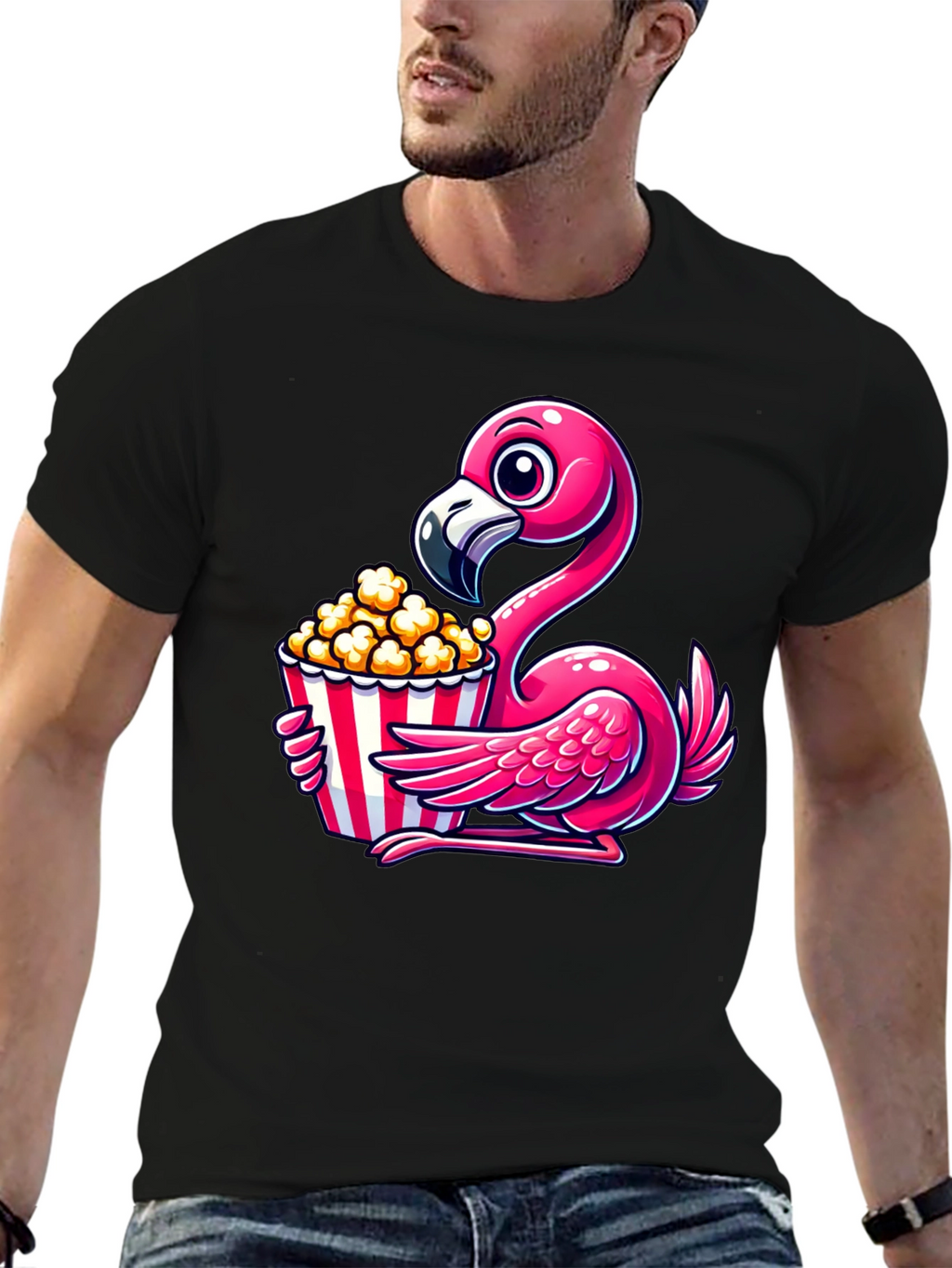 Flamingo Popcorn Graphic T-Shirt