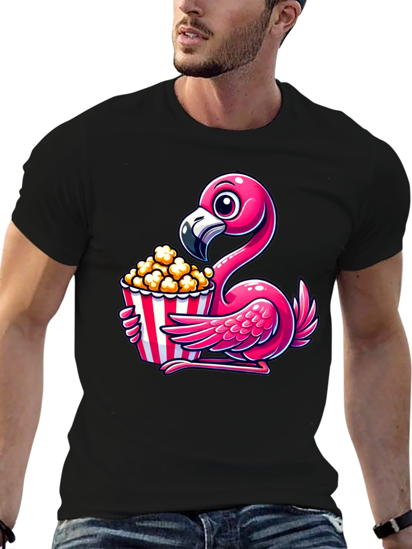 Flamingo Popcorn Graphic T-Shirt