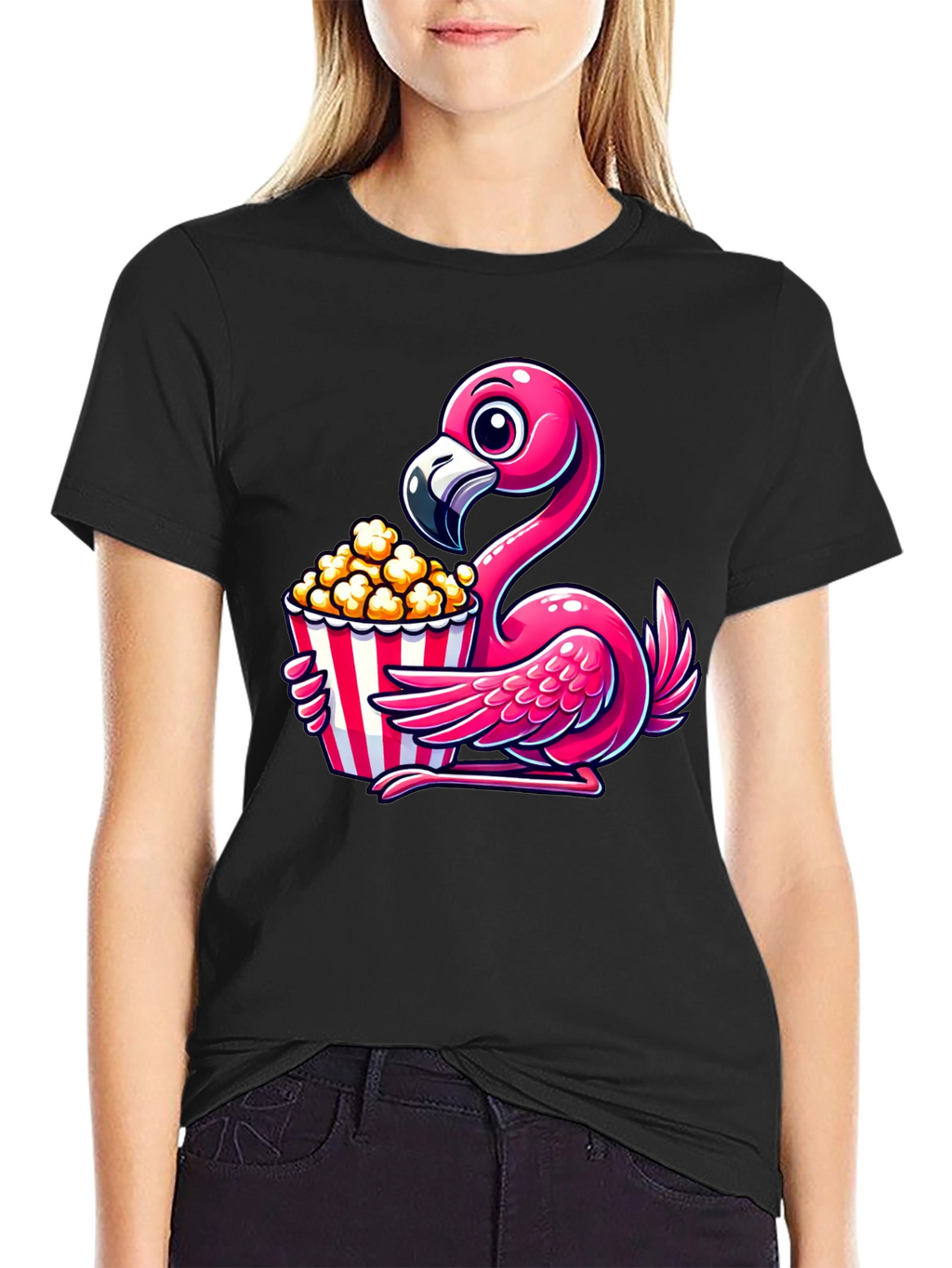 Flamingo Popcorn Graphic T-Shirt