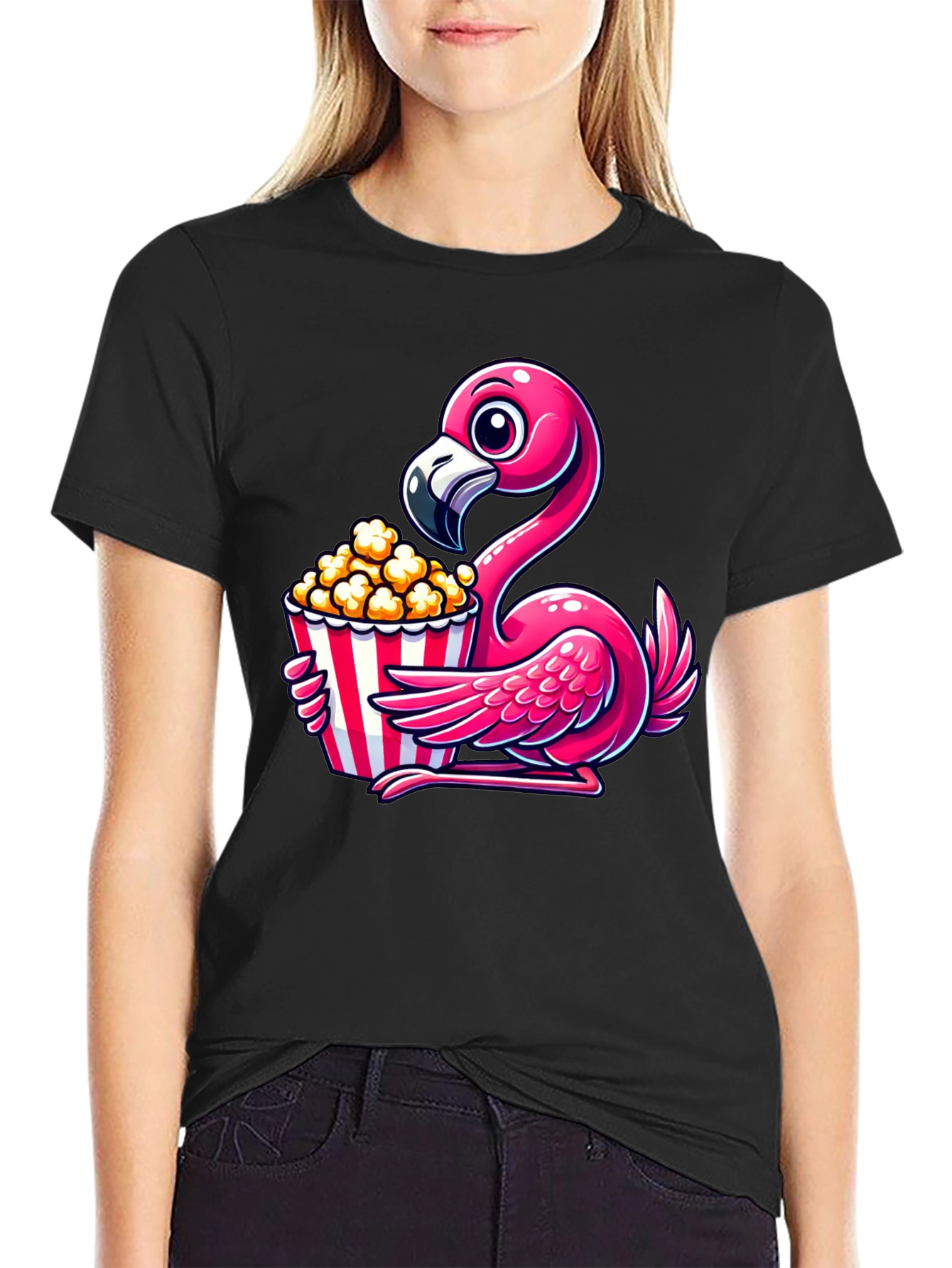 Flamingo Popcorn Graphic T-Shirt