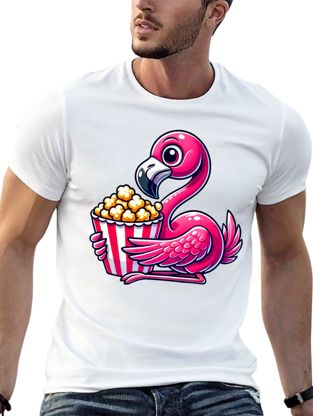 Flamingo Popcorn Graphic T-Shirt