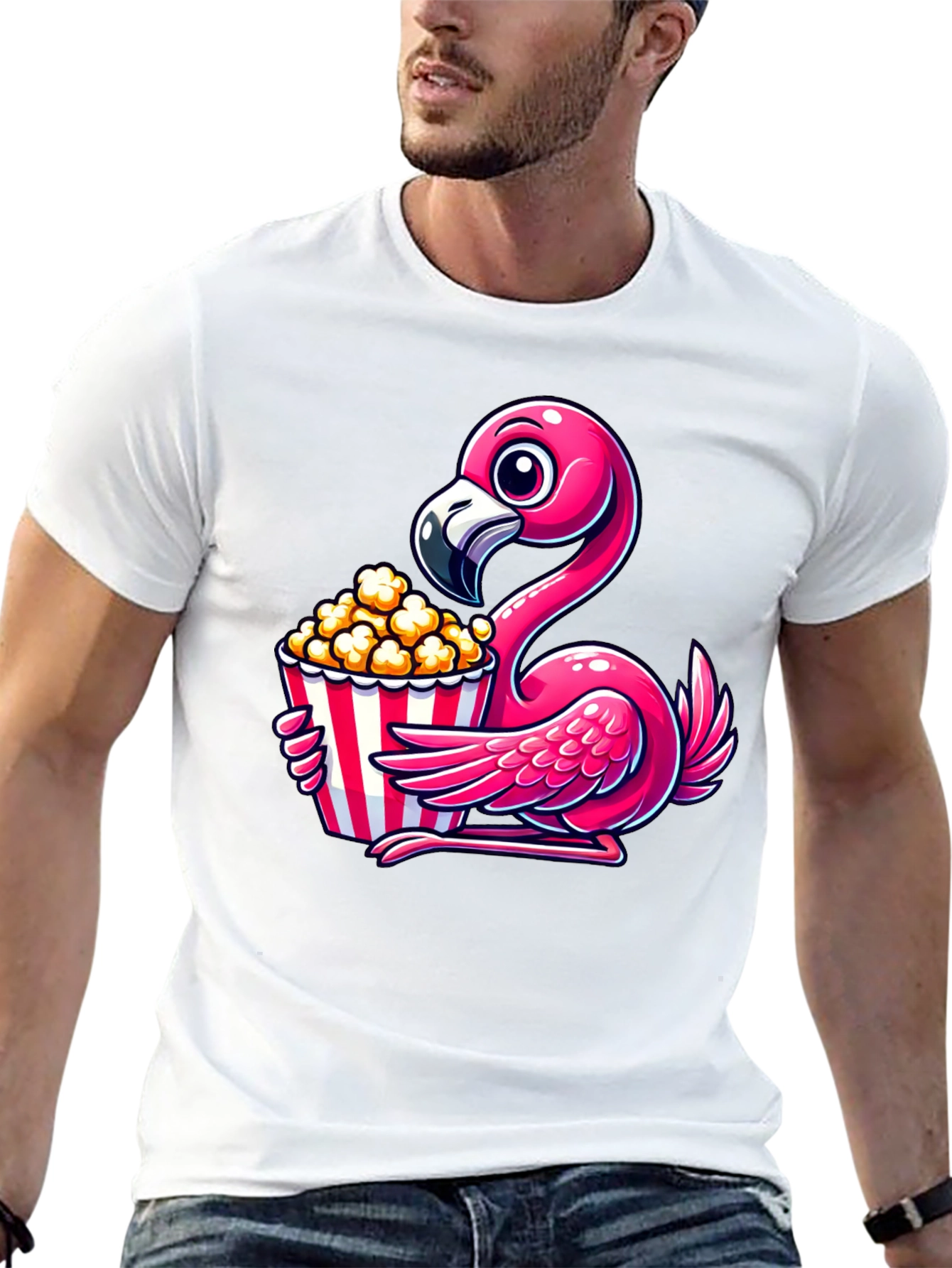 Flamingo Popcorn Graphic T-Shirt