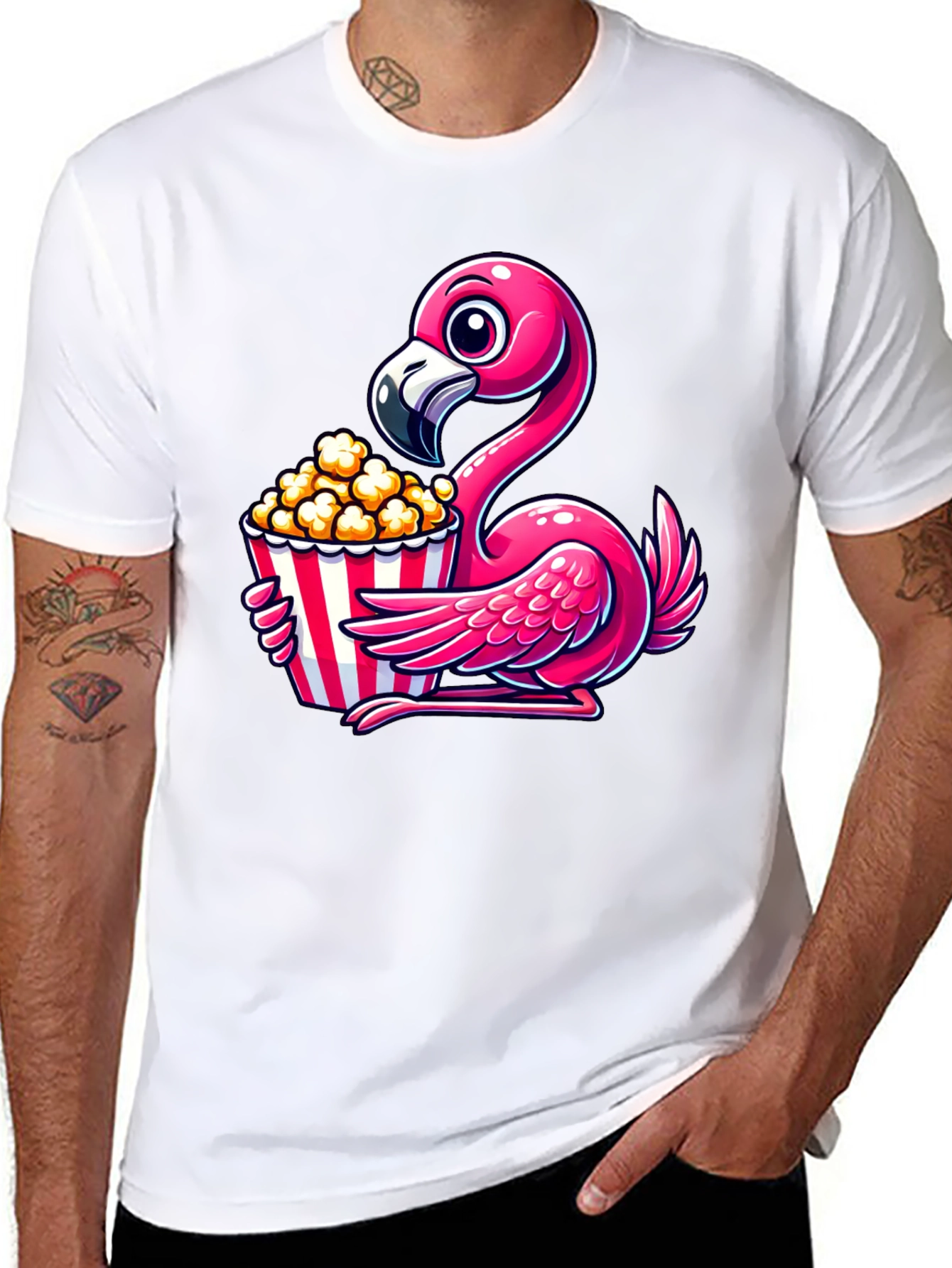 Flamingo Popcorn Graphic T-Shirt