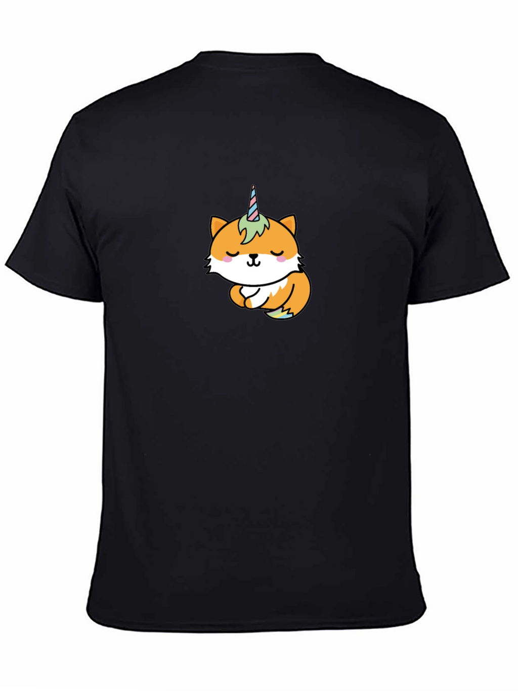 Unicorn Fox Graphic T-Shirt - Black