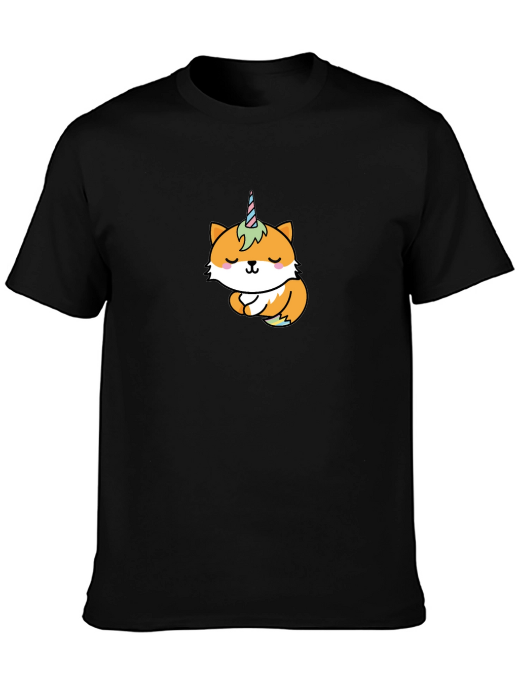 Unicorn Fox Graphic T-Shirt - Black