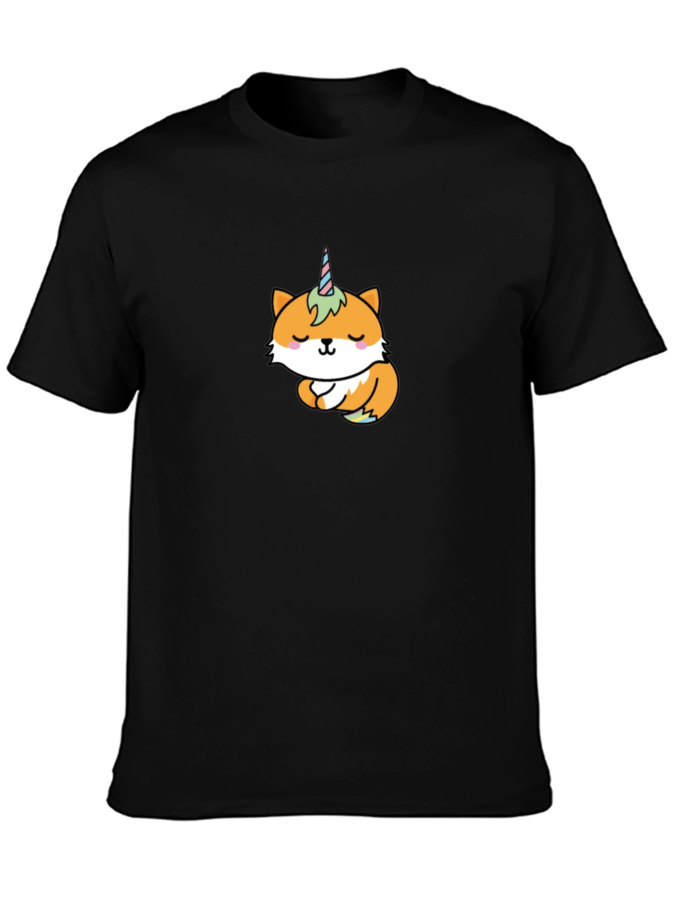 Unicorn Fox Graphic T-Shirt - Black
