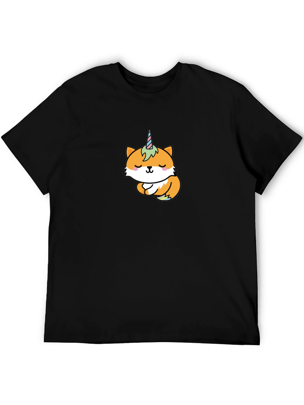 Unicorn Fox Graphic T-Shirt - Black
