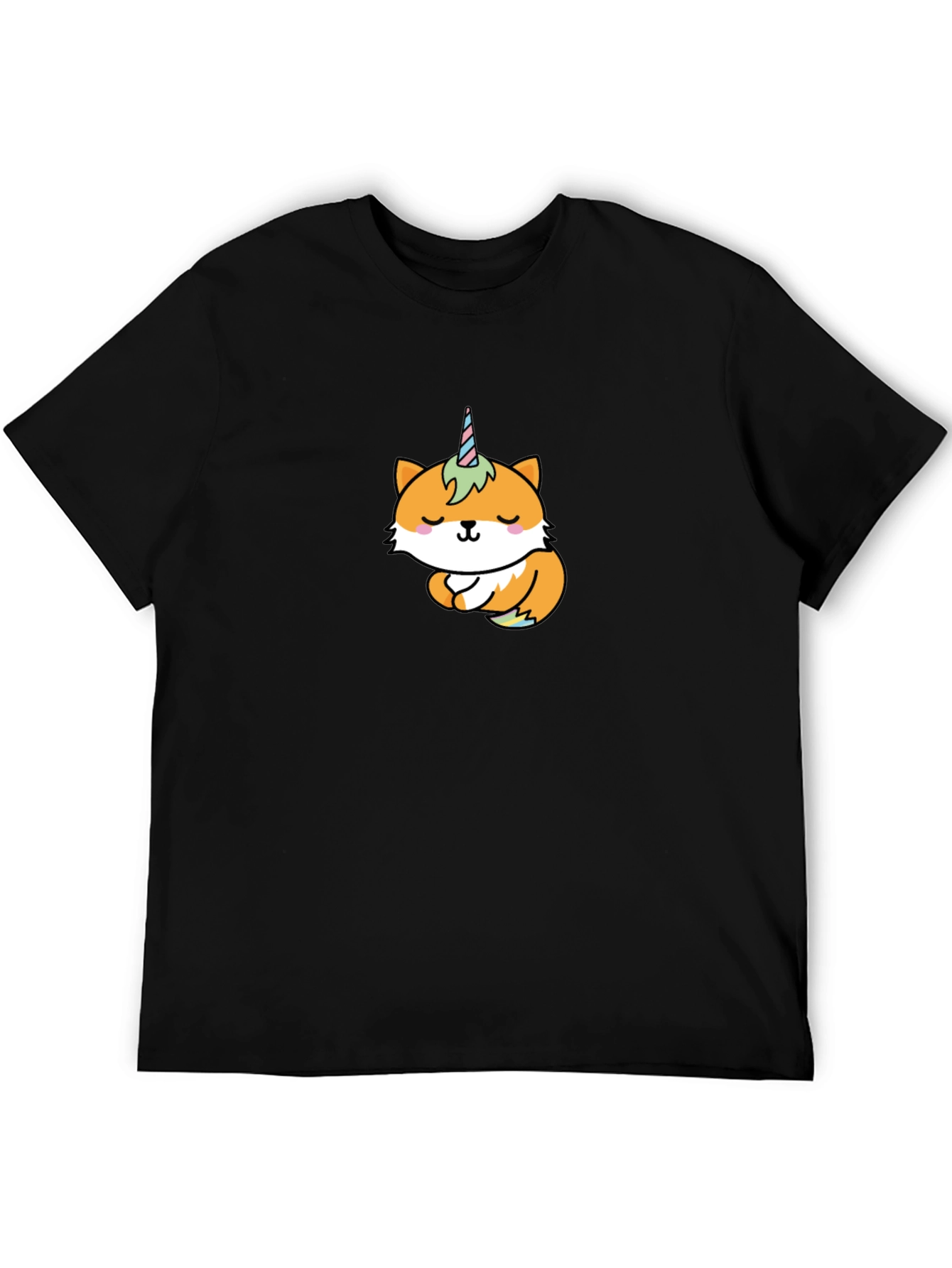Unicorn Fox Graphic T-Shirt - Black