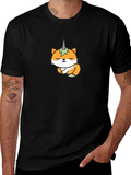 Unicorn Fox Graphic T-Shirt - Black