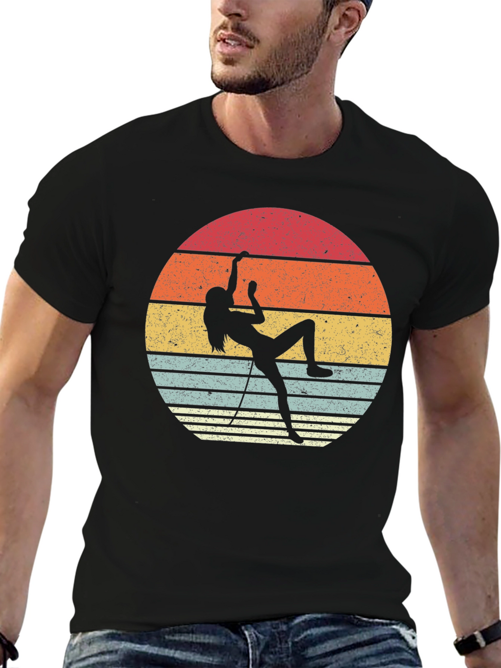 Retro Rock Climbing Sunset Graphic Tee