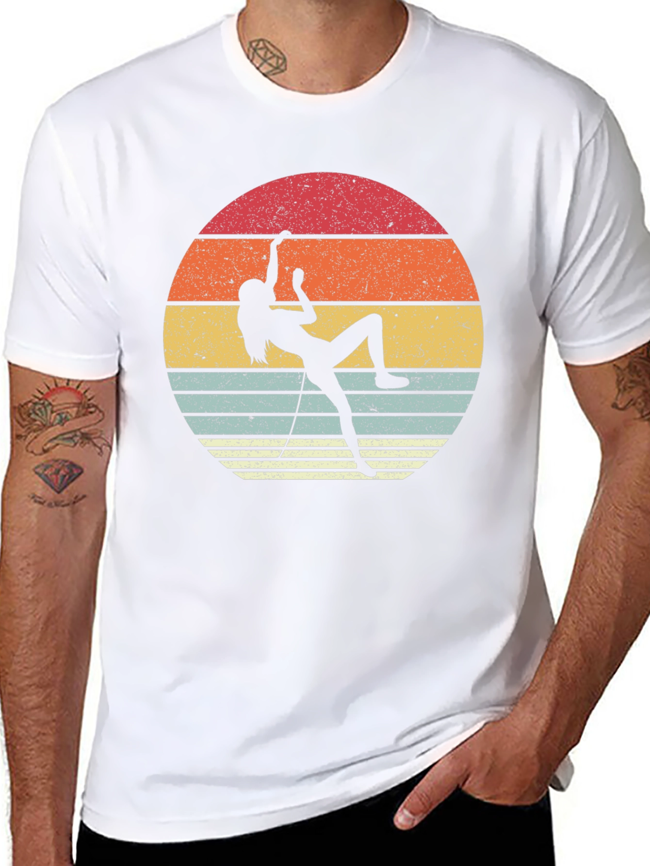 Retro Rock Climbing Sunset Graphic Tee