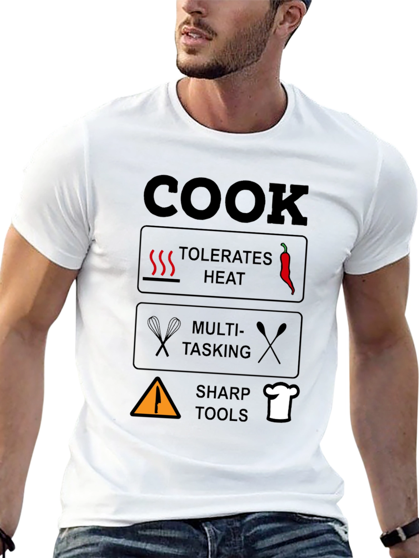 Cook T-Shirt: Tolerates Heat Multi-Tasking Sharp Tools