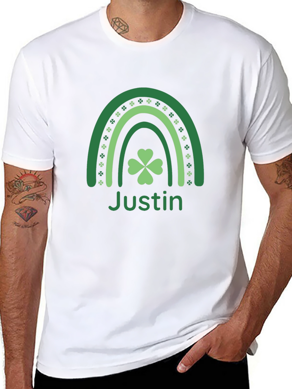 St. Patricks Day Justin Shamrock Rainbow T-Shirt