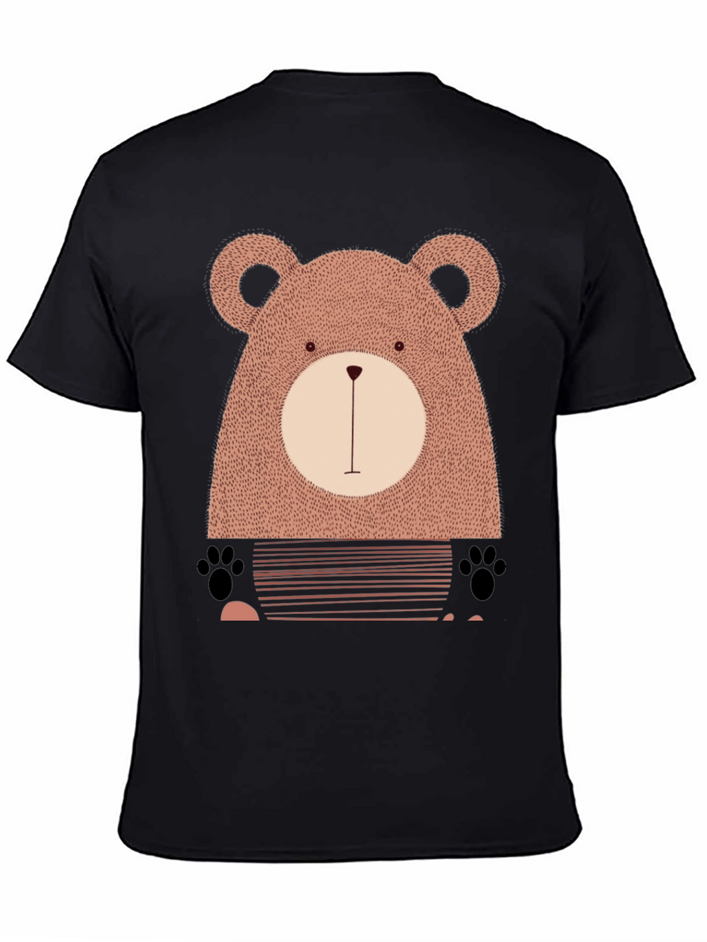 Cute Bear Graphic Black T-Shirt