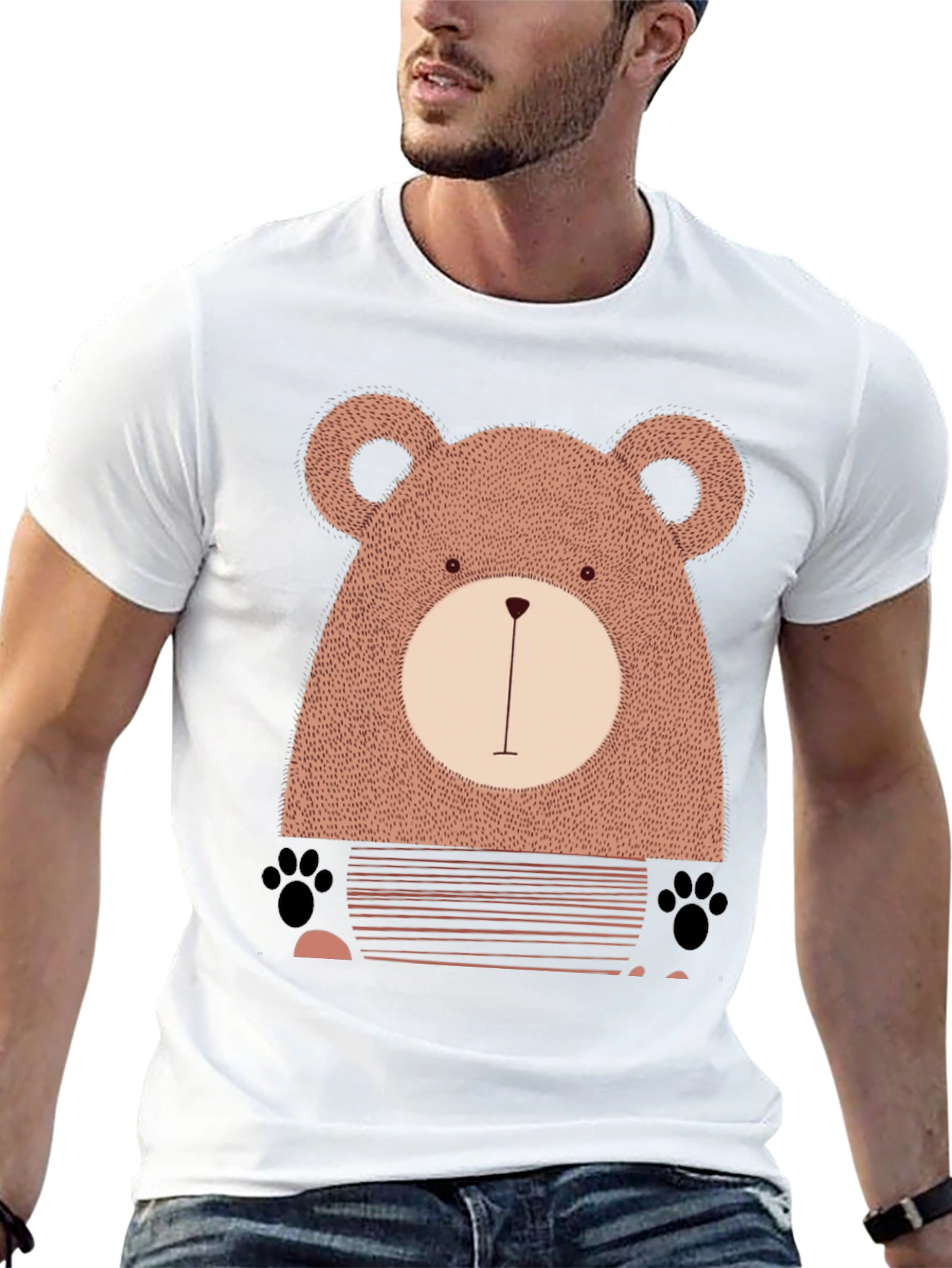 Cute Bear Graphic Black T-Shirt
