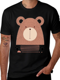 Cute Bear Graphic Black T-Shirt