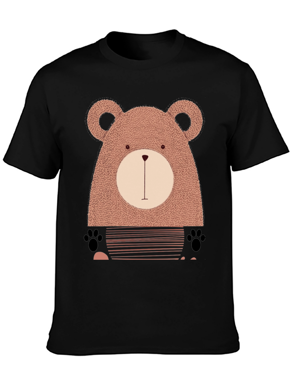 Cute Bear Graphic Black T-Shirt