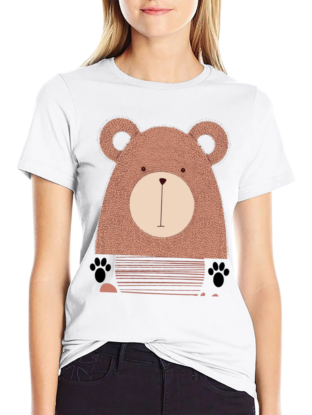 Cute Bear Graphic Black T-Shirt