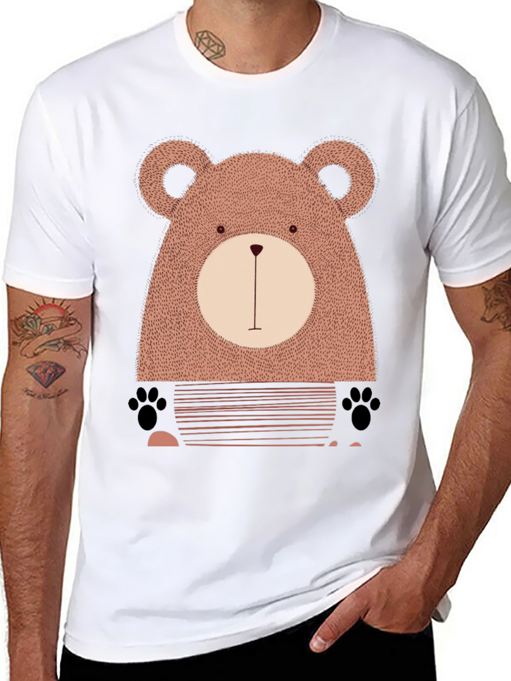 Cute Bear Graphic Black T-Shirt