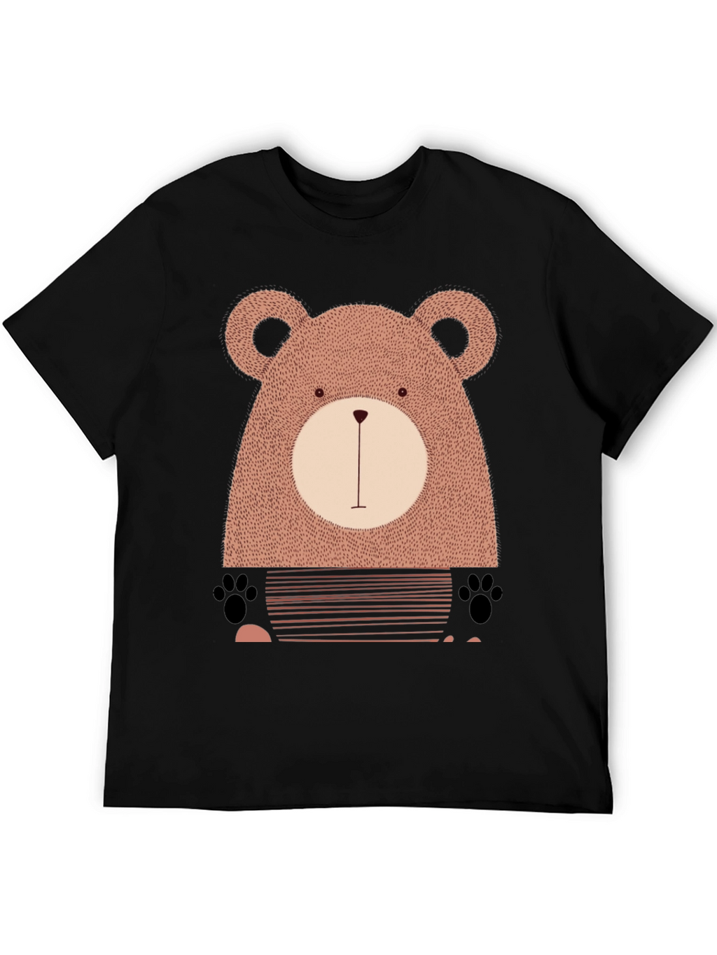 Cute Bear Graphic Black T-Shirt