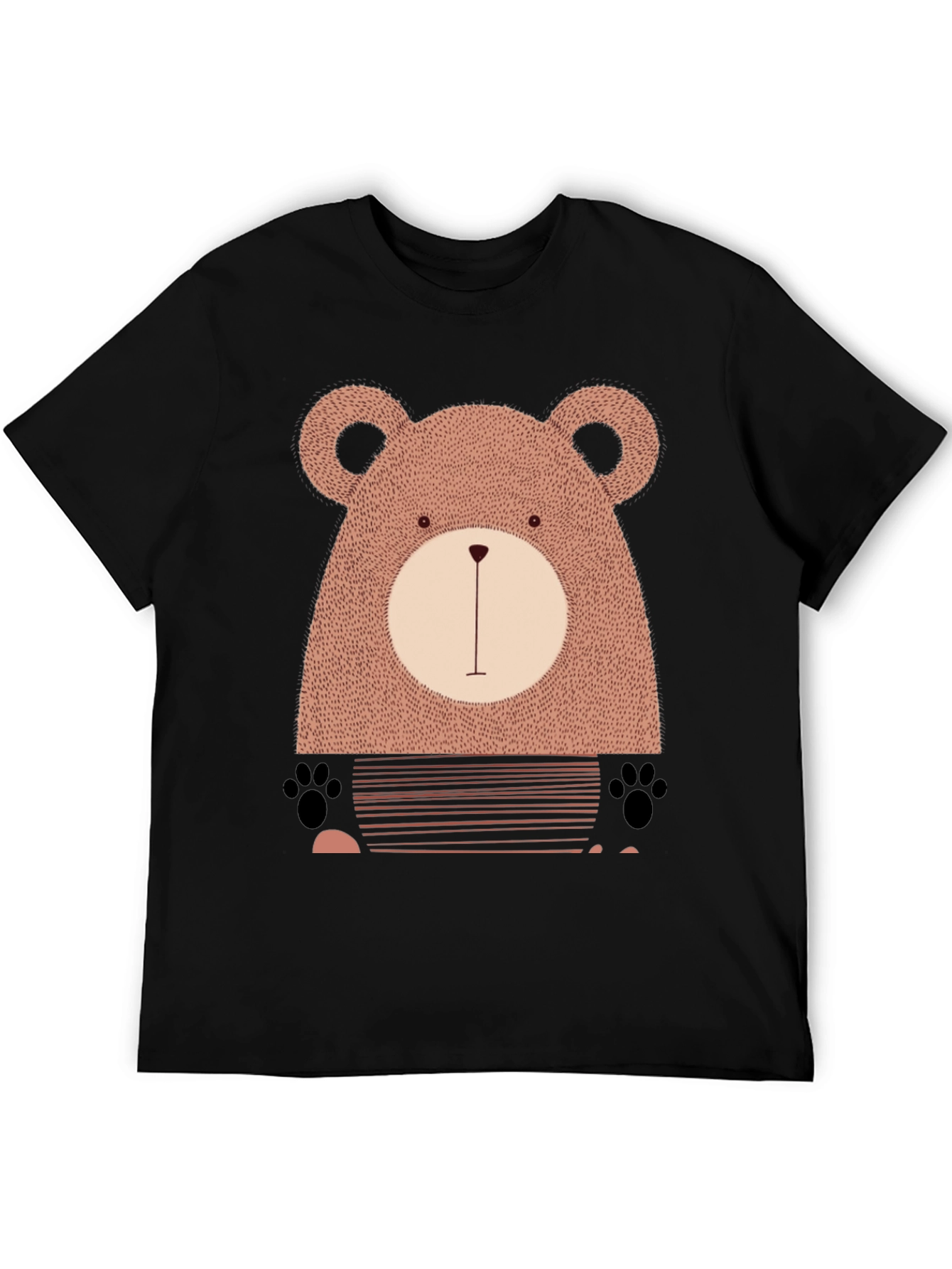 Cute Bear Graphic Black T-Shirt